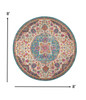 8 Round Pink and Blue Floral Medallion Area Rug