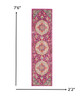 2 x 8 Pink and Ivory Medallion Runner Rug