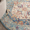 5 Round Ivory and Light Blue Distressed Area Rug