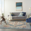 8 x 10 Ivory and Light Blue Distressed Area Rug