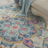 8 Round Light Blue and Ivory Distressed Area Rug