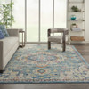 8 x 10 Light Blue and Ivory Distressed Area Rug