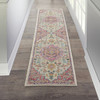 2 x 8 Ivory and Pink Medallion Scatter Rug