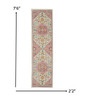 2 x 8 Ivory and Pink Medallion Scatter Rug