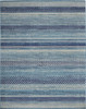 7 x 10 Navy Blue Ornate Stripes Area Rug