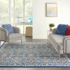 8 x 10 Blue White Multi Medallion Area Rug