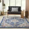 5 x 7 Blue and Ivory Medallion Area Rug