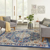 8 x 10 Blue and Ivory Medallion Area Rug