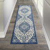 2 x 8 Ivory and Blue Medallion Runner Rug