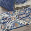 2 x 3 Blue and Ivory Persian Patterns Scatter Rug