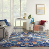 8 x 10 Blue and Ivory Persian Patterns Area Rug