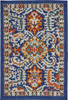 2 x 3 Blue and Gold Intricate Scatter Rug