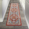 2 x 8 Red and Ivory Medallion Runner Rug