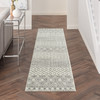 2 x 10 Ivory and Gray Geometric Runner Rug