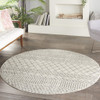 5 Round Ivory and Gray Geometric Area Rug