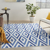 4 x 6 Ivory and Blue Diamond Area Rug