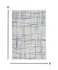 4 x 6 Ivory and Blue Irregular Grids Area Rug