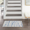 5 x 7 Ivory and Blue Irregular Grids Area Rug