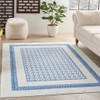 4 x 6 Ivory and Blue Geometric Area Rug