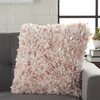 Shaggy Chic Blush and Ivory Throw Pillow