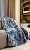 Chunky Sectioned Shades of Blue Faux Fur Throw Blanket