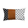 Reverse Black and White and Brown Faux Leather Lumbar Pillow Cover