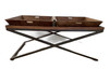 Modern Black Iron X Leg Wood Tray Coffee Table