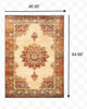 4 x 6 Gold and Orage Floral MedallionArea Rug