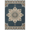 10 x 13 Blue and Beige Floral Medallion Indoor Area Rug