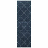 2 x 8 Blue and Ivory Trellis Indoor Runner Rug