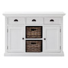 White Modern Farmhouse Large Accent Cabinet with Baskets