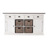 Modern Farmhouse Brown and White Buffet Server with Baskets