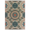 9' x 12' Grey Blue Floral Indoor Outdoor Area Rug