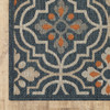 6' x 9' Blue Orange Floral Lattice Indoor Outdoor Area Rug