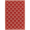 5x8 Red and Ivory Trellis Indoor Outdoor Area Rug