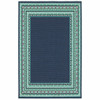 8x11 Navy and Green Geometric Indoor Outdoor Area Rug