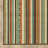 3x5 Green and Brown Striped Indoor Outdoor Area Rug