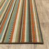 5x8 Green and Brown Striped Indoor Outdoor Area Rug