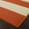 8x11 Orange and Ivory Striped Indoor Outdoor Area Rug