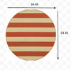 8 Round Orange and Ivory Striped Indoor Outdoor Area Rug