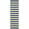 2x8 Blue and Ivory Striped Indoor Outdoor Runner Rug