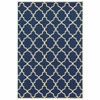 9x13 Blue and Ivory Trellis Indoor Outdoor Area Rug