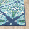 2x3 Blue and Green Floral Indoor Outdoor Scatter Rug