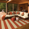 2x4 Orange and Ivory Striped Indoor Outdoor Scatter Rug