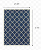 2x4 Blue and Ivory Trellis Indoor Outdoor Scatter Rug