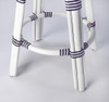 Classic White and Navy Blue Rattan Counter Stool