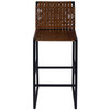 Brown Woven Leather Bar Stool
