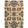 5x7 Ivory and Red Floral Vines Area Rug