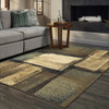 5x7 Brown and Beige Distressed Blocks Area Rug