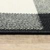 2x8 Black and Ivory Gingham Indoor Outdoor Runner Rug